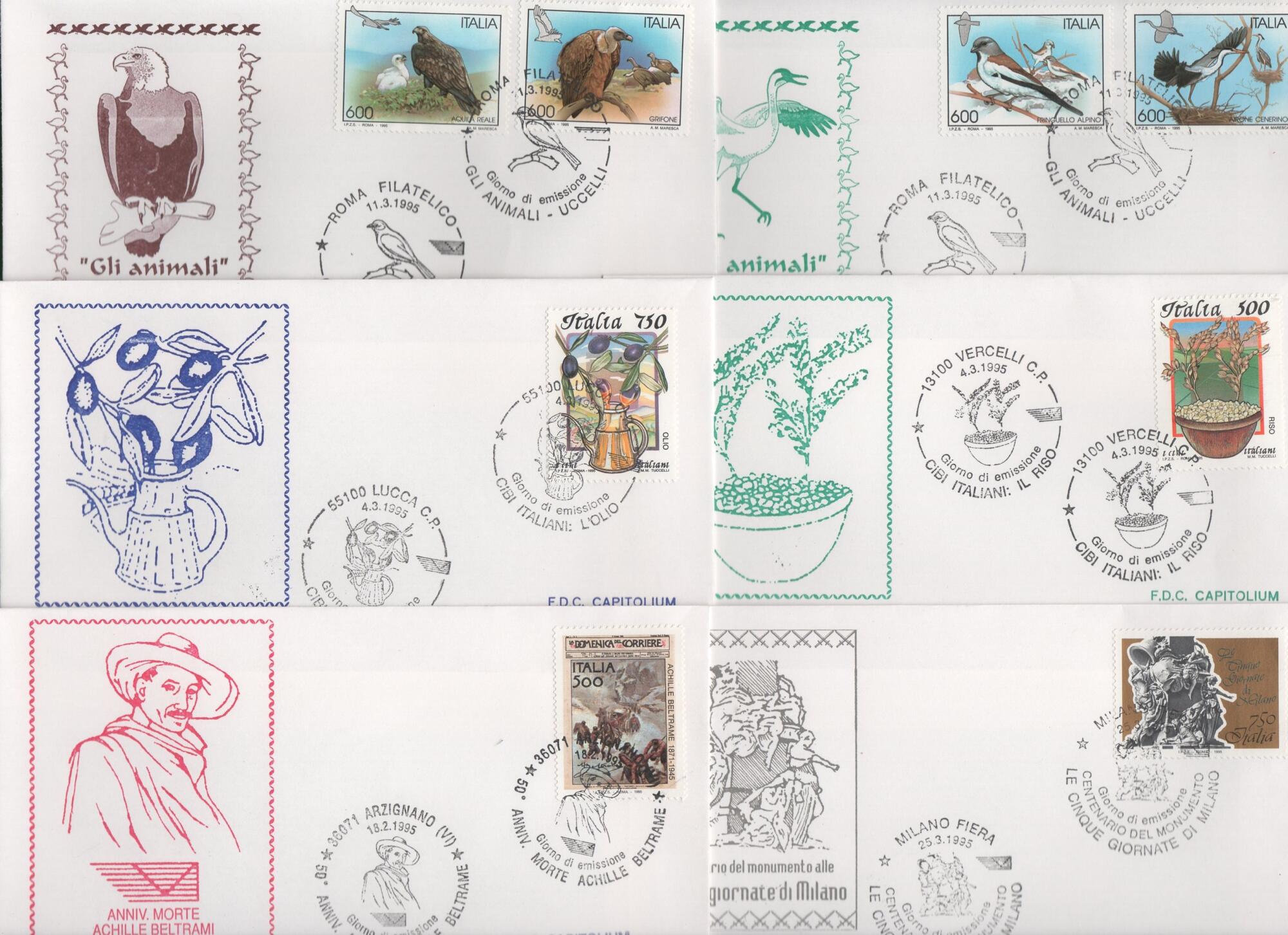 1995 1 Lotto Buste Primo Giorno Italia Anno 1995