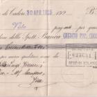 Assegno bancario N. 2923 B.P.Lire 326 emesso il 30 aprile 1925 da U. CARGNEL e C. Fabbrica italiana di occhialeria in favore di CREDITO POP. COOP. DEL CADORE Valuta per merce spedita come da Spett.le Ditta Luigi Pierucci Ottica Al Campano Pisa