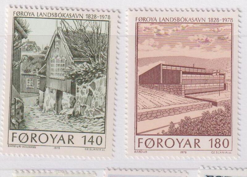Francobolli Faeroer Anno 1978 150esimo anniversario della Biblioteca Nazionale