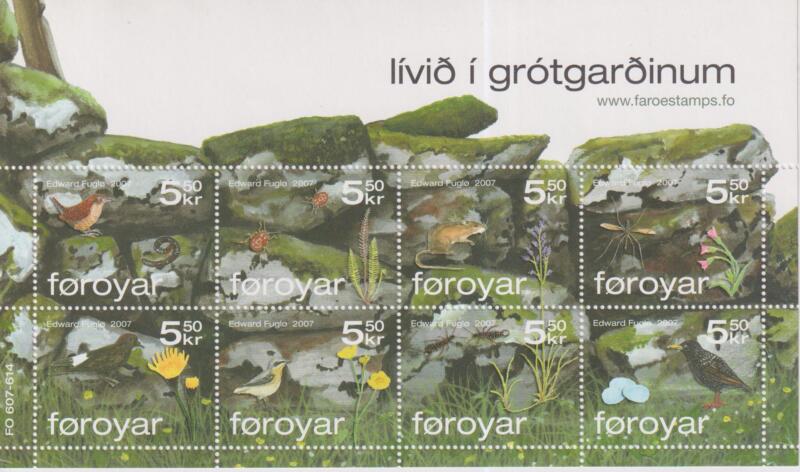 Foglietto Faeroer Anno 2007 Fauna di un muretto in pietra