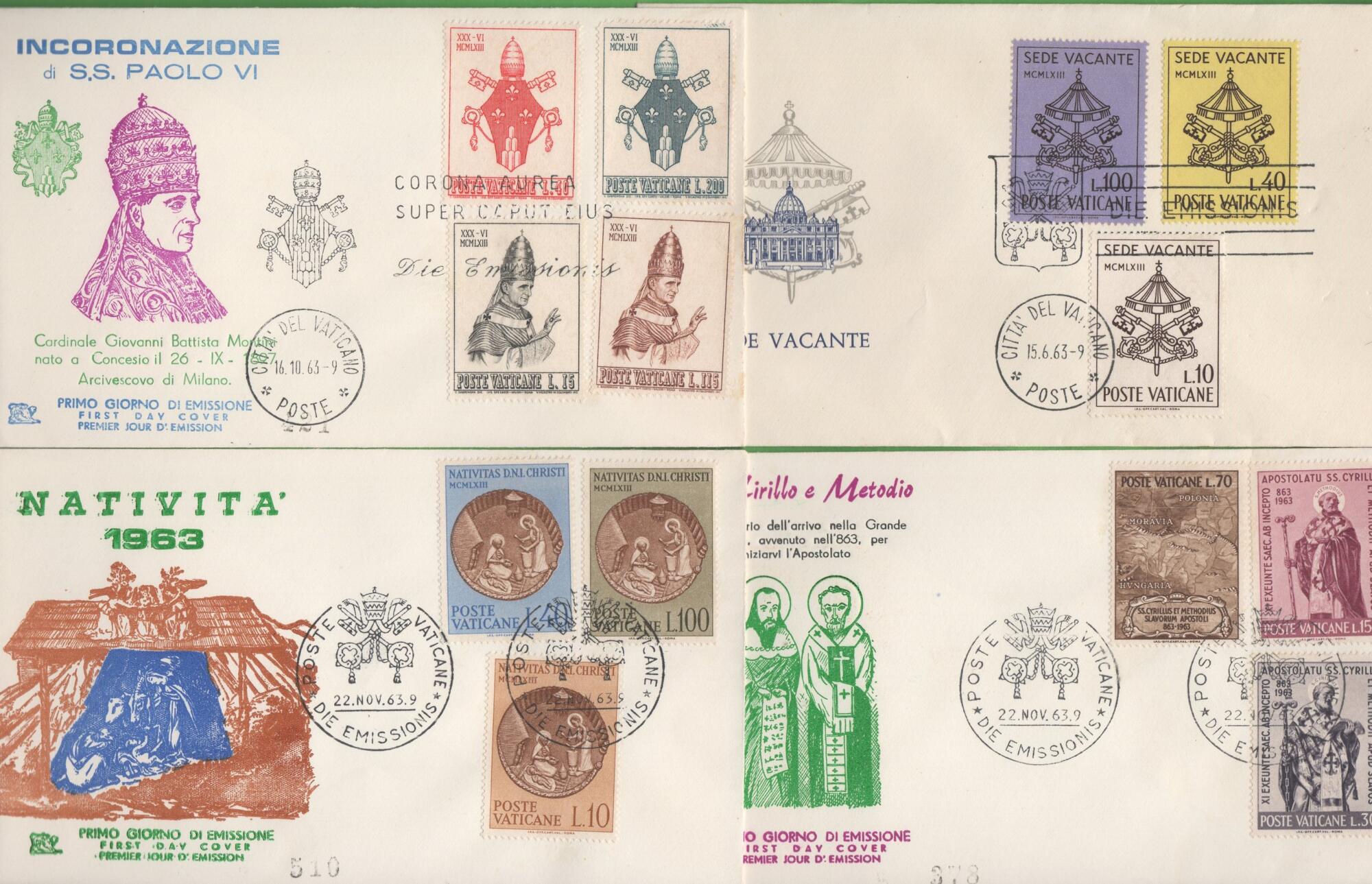 lott 2 1963 Lotto Buste Primo Giorno Vaticano Anno 1963 Pontificato di Paolo VI