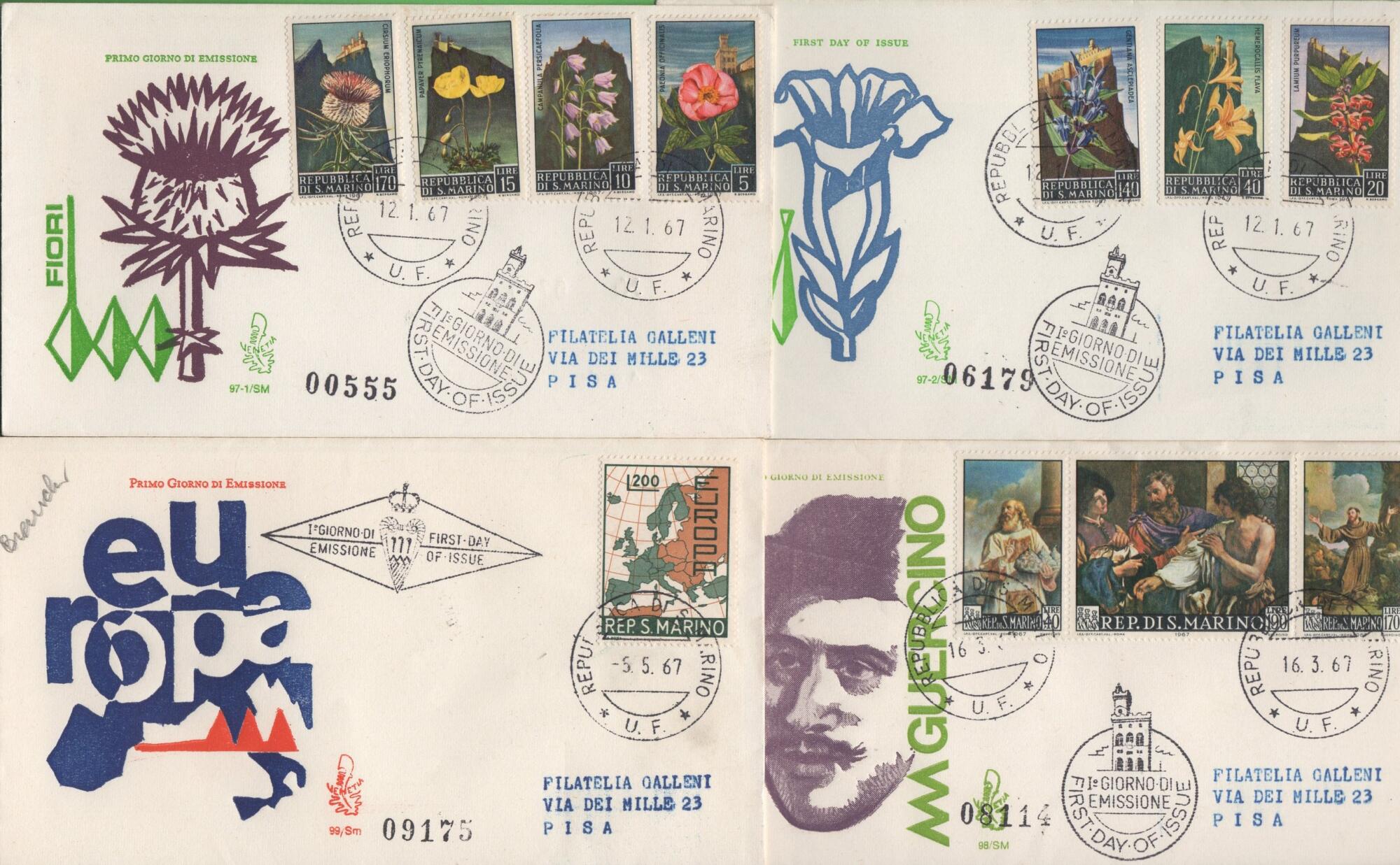 lotto 2 b Lotto Buste Primo Giorno San Marino Anno 1967 Annata completa