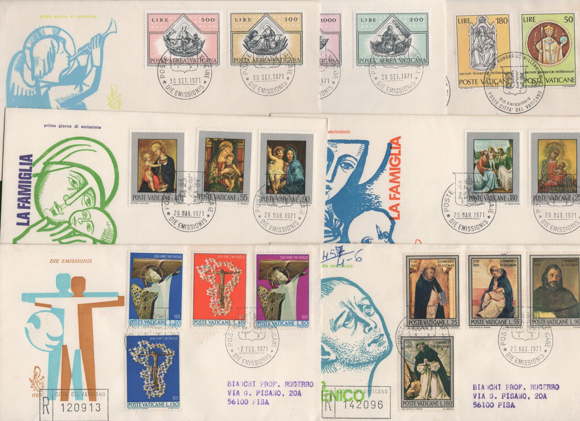 lotto 3 Lotto Buste Primo Giorno Vaticano Anno 1971 Annata completa escluso Posta Aerea