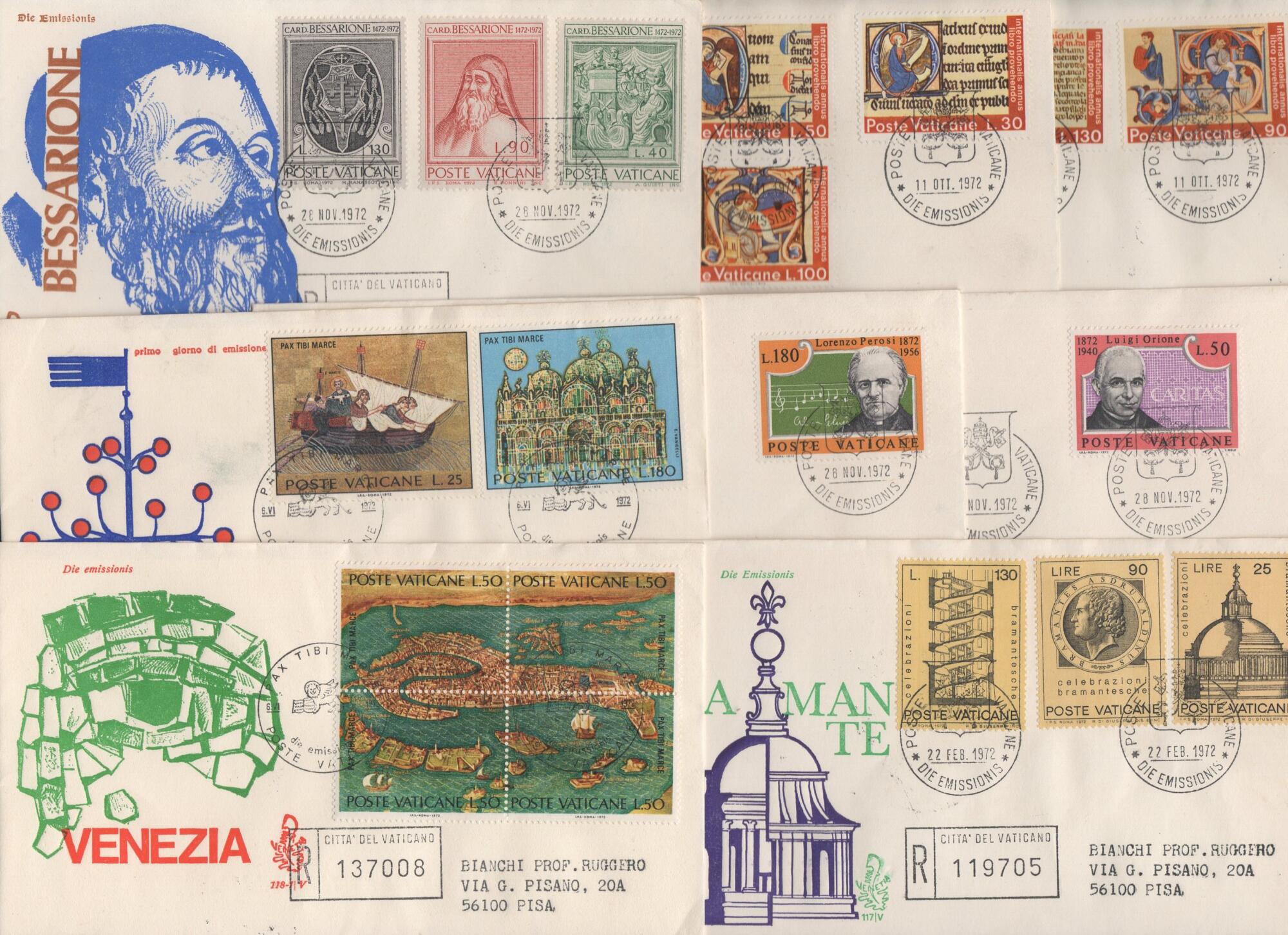 lotto 4 1972 Lotto Buste Primo Giorno Vaticano Anno 1972 Annata completa