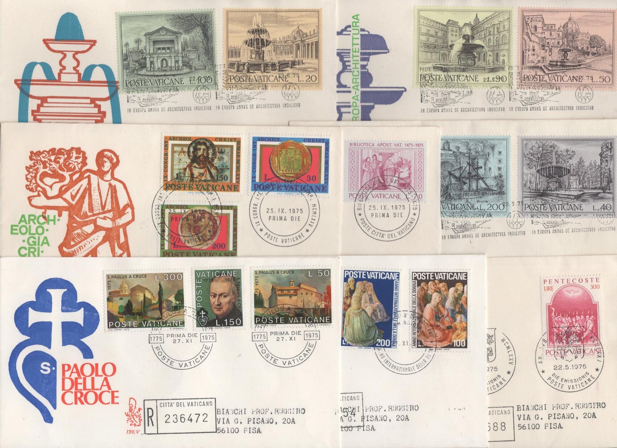 lotto 7 1975 Lotto Buste Primo Giorno Anno 1975 Annata completa