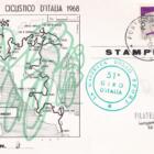 N. 22 cartoline del 51esimo Giro d'Italia Anno 1968 numerate per tappa con annulli filatelici speciali per ogni tappa
