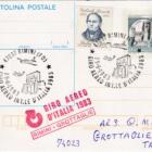Cartolina postale L.200 aggiunto francobollo L.800 Rossetti Annullo 47037 RIMINI FO 19-06-1983 GIRO AEREO INT.LE D’ITALIA 1983 timbro rosso GIRO AEREO D’ITALIA 1983 - RIMINI – GROTTAGLIE timbro di arrivo Grottaglie 19-06-1983