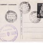 Cartolina Centenario del quotidiano La Nazione 1859-1959 Affrancatura Francobollo Italia Anno 1959 Inaugurazione di un monumento a George Gordon Byron a Roma Annullo filatelico speciale POSTE ITALIANE CENTENARIO GIORNALE LA NAZIONE 2-5.1959 FIRENZE
