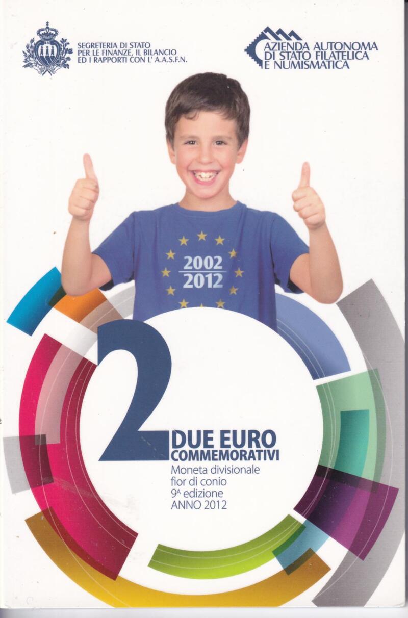 Moneta San Marino Anno 2012 2 Euro commemorativi Anno internazionale del turismo sostenibile in blister