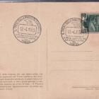 Cartolina Il Treno della Rinascita Affrancatura Francobollo Italia Anno 1950 Serie Italia al lavoro L.10 Annullo filatelico speciale IL TRENO DELLA RINASCITA DOCUMENTA L'OPERA COMPIUTA PER LA RICOSTRUZIONE DEL PAESE 12-4.1953