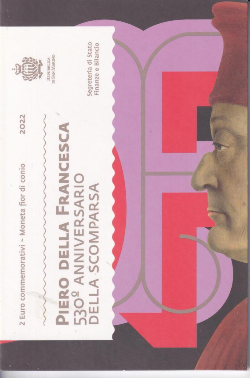 Moneta San Marino Anno 2022 2 Euro commemorativi Piero della Francesca in blister
