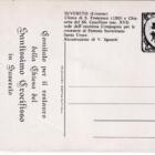 Cartolina Suvereto Chiesa di S. Francesco e Chiesetta del SS. Crocefisso sede dell'omonima Compagnia per le onoranze del Patrono Suveretano Santa Croce. Ricostruzione di V. Sguazzi