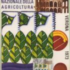 Cartolina celebrativa del Francobollo Italia Anno 1973 75esima Fiera Internazionale dell'Agricoltura Verona con Francobollo sul fronte e Annullo Primo Giorno di Emissione