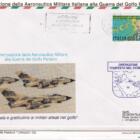 Folder con n. 2 Buste Intervento Militare Italiano alla Guerra del Golfo Persico 'solidarietà e gratitudine ai militari italiani nel golfo' Annulli filatelici speciali 20-2-1991 e 25-2-1991
