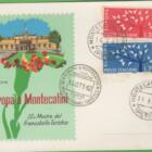 Cartolina EUROPA MONTECATINI Terza Mostra del Francobollo Turistico 14-21 ottobre 1962 Annullo filatelico speciale EUROPA A MONTECATINI III MOSTRA FRANC. TURISTICO MONTECATINI TERME 14 OTT 62